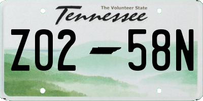 TN license plate Z0258N
