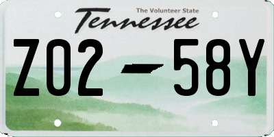 TN license plate Z0258Y