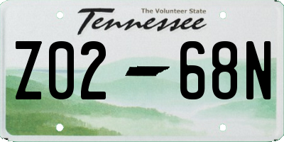 TN license plate Z0268N