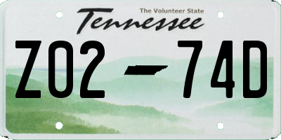 TN license plate Z0274D