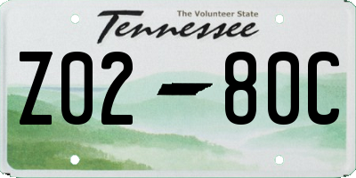 TN license plate Z0280C