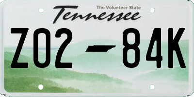 TN license plate Z0284K