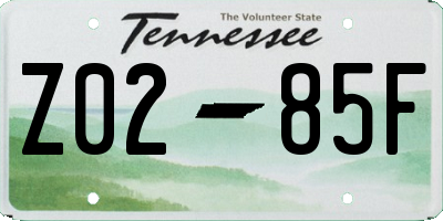 TN license plate Z0285F