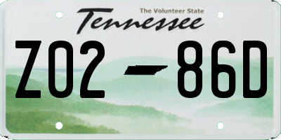 TN license plate Z0286D