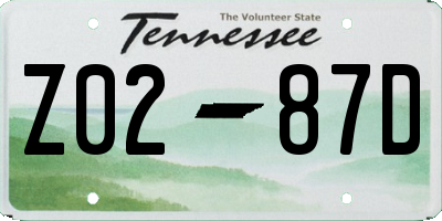 TN license plate Z0287D