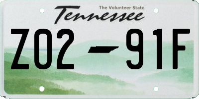 TN license plate Z0291F