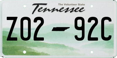 TN license plate Z0292C