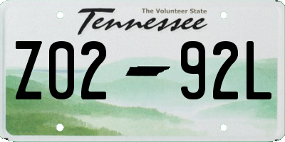 TN license plate Z0292L