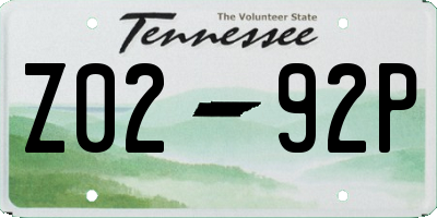 TN license plate Z0292P