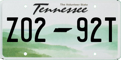 TN license plate Z0292T