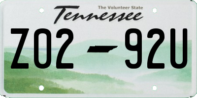 TN license plate Z0292U