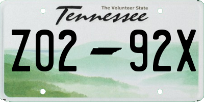 TN license plate Z0292X
