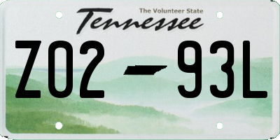 TN license plate Z0293L
