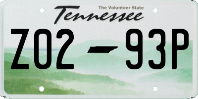 TN license plate Z0293P