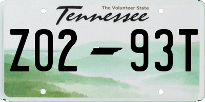 TN license plate Z0293T