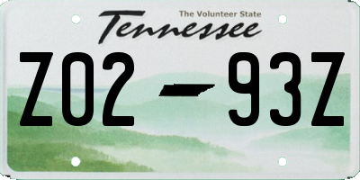 TN license plate Z0293Z