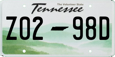 TN license plate Z0298D
