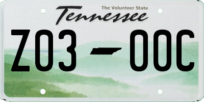 TN license plate Z0300C