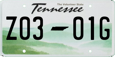 TN license plate Z0301G