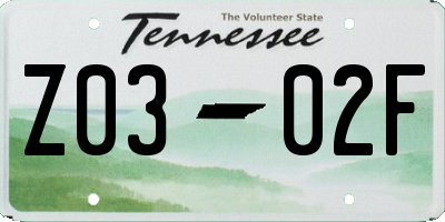 TN license plate Z0302F