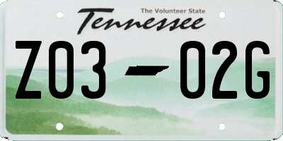 TN license plate Z0302G