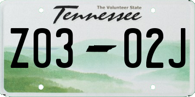 TN license plate Z0302J