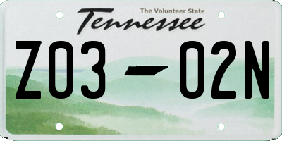 TN license plate Z0302N