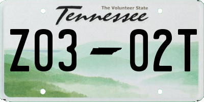 TN license plate Z0302T