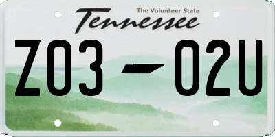 TN license plate Z0302U