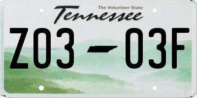 TN license plate Z0303F