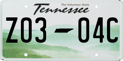TN license plate Z0304C
