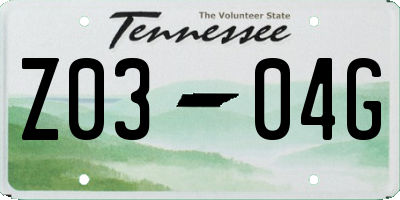 TN license plate Z0304G