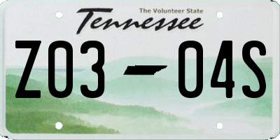 TN license plate Z0304S