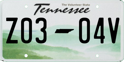 TN license plate Z0304V