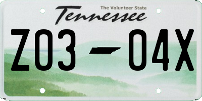 TN license plate Z0304X