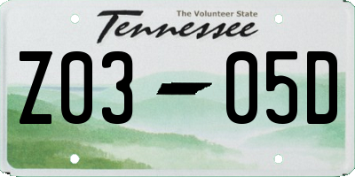TN license plate Z0305D