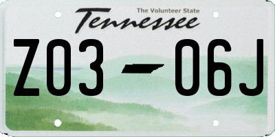 TN license plate Z0306J