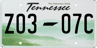 TN license plate Z0307C