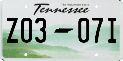 TN license plate Z0307I