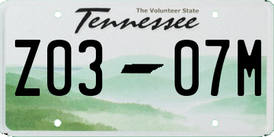 TN license plate Z0307M