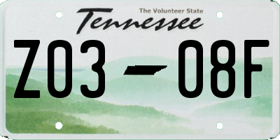TN license plate Z0308F
