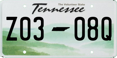 TN license plate Z0308Q