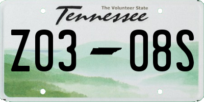 TN license plate Z0308S