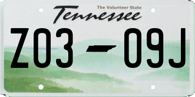 TN license plate Z0309J