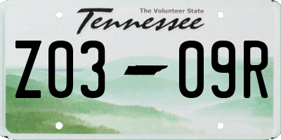 TN license plate Z0309R