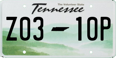 TN license plate Z0310P
