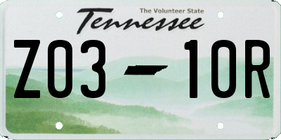 TN license plate Z0310R