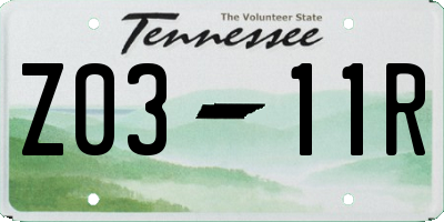 TN license plate Z0311R