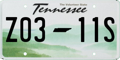 TN license plate Z0311S