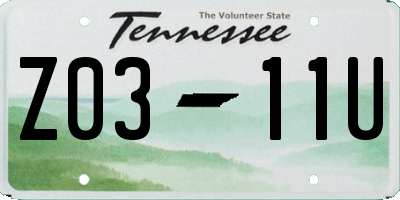 TN license plate Z0311U